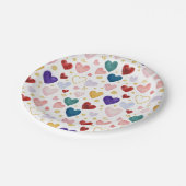 Jewel Tone Jubilee Watercolor Hearts Pappteller (Schrägansicht)