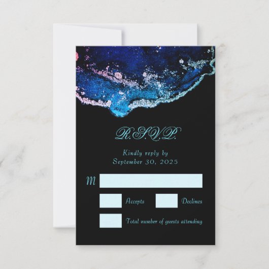 Jewel-Tone Lila Blue Wedding RSVP Karte (Vorderseite)