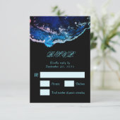 Jewel-Tone Lila Blue Wedding RSVP Karte (Stehend Vorderseite)
