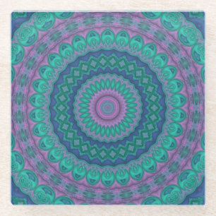 Jewel Tone Mandala Glasuntersetzer