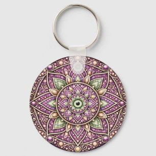 Jewel-Tone-Mandala-Schlüsselanhänger – Farbige Geo Schlüsselanhänger