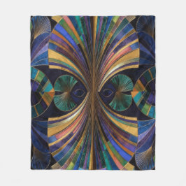 Jewel Tone Peacock Blue Purple Gold Art Deco Fleecedecke