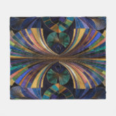 Jewel Tone Peacock Blue Purple Gold Art Deco Fleecedecke (Vorderseite (Horizontal))