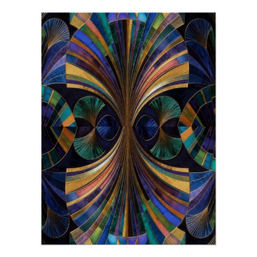 Jewel Tone Peacock Blue Purple Gold Art Deco Poster (Vorderseite)
