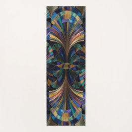 Jewel Tone Peacock Blue Purple Gold Art Deco Yogamatte
