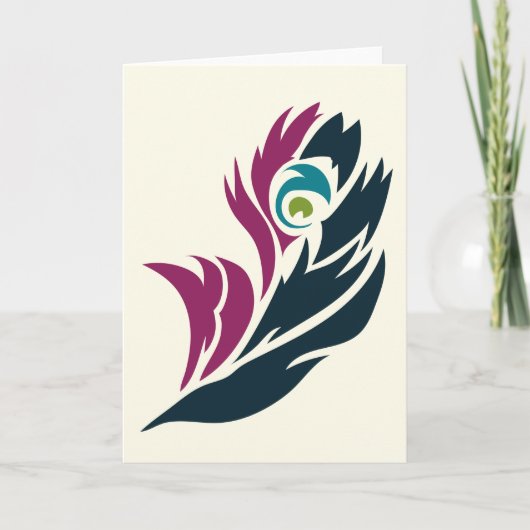 Jewel Tone Peacock Feather Notecard Karte (Vorderseite)