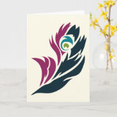 Jewel Tone Peacock Feather Notecard Karte (Gelbe Blume)