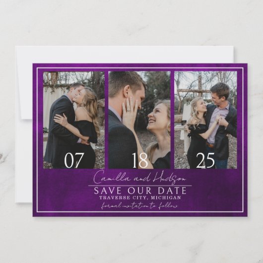 Jewel Tone Romance | Amethyst | Hochzeit Save The Date (Vorderseite)