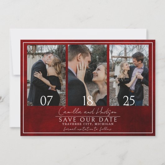 Jewel Tone Romance | Ruby | Hochzeit Save The Date (Vorderseite)