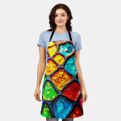 Jewel Tone Stained Glass Art Glow Design Schürze (Getragen)