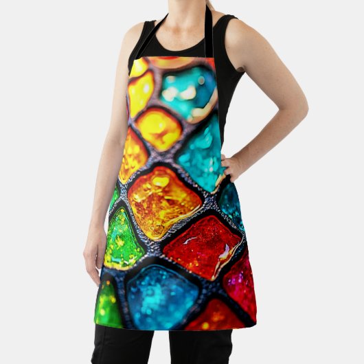Jewel Tone Stained Glass Art Glow Design Schürze (InSitu)