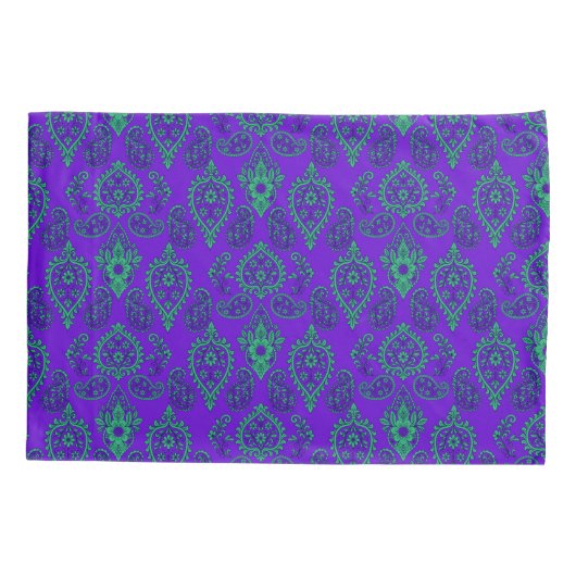 Jewel-Tone Verziert Paisley Design Kissenbezug (Rückseite)