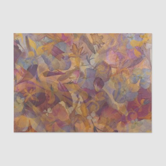 Jewel-Toned Floral Tissue Paper Purple Pink Gold Seidenpapier (Vorderseite)
