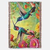 Jewel Toned Hummingbird Magic Design Decke (Vorderseite Vertikal)