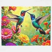 Jewel Toned Hummingbird Magic Design Fleecedecke (Vorderseite (Horizontal))