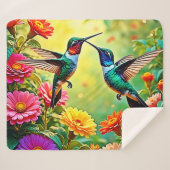 Jewel Toned Hummingbird Magic Design Sherpadecke (Vorderseite (Horizontal))