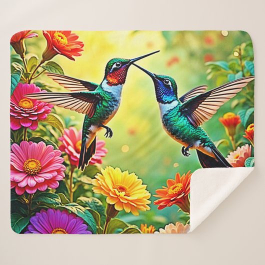 Jewel Toned Hummingbird Magic Design Sherpadecke (Vorderseite (Horizontal))
