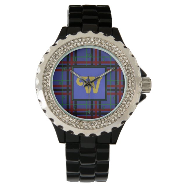 Jewel Toned Kariert Watch Armbanduhr (Vorderseite)