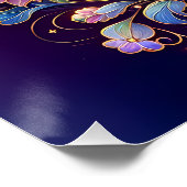 Jewel Toned Unicorn Floral Fantasy Poster (Ecke)