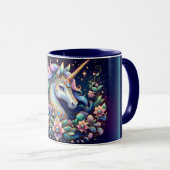 Jewel Toned Unicorn Floral Fantasy Tasse (VorderseiteRechts)