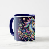 Jewel Toned Unicorn Floral Fantasy Tasse (Vorderseite Links)