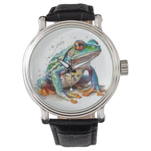 Jewel Toned Watercolor Frog Armbanduhr