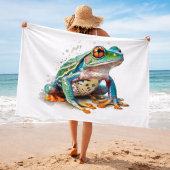 Jewel Toned Watercolor Frog Badehandtuch