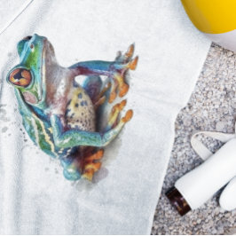 Jewel Toned Watercolor Frog Badehandtuch