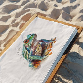 Jewel Toned Watercolor Frog Badehandtuch
