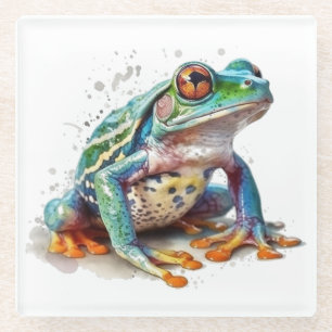 Jewel Toned Watercolor Frog Glasuntersetzer