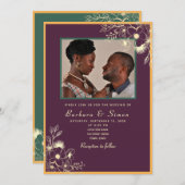Jewel Tones Foto Wedding Einladung (Vorne/Hinten)
