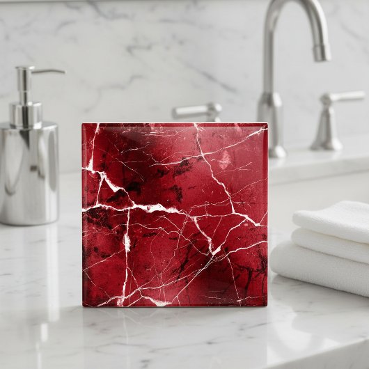 Jewel Tones Marble Abstract Ruby Red D1288 Fliese