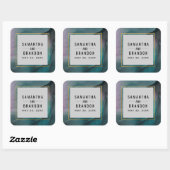 Jewel Tones Marble Ink Wash Muster Hochzeit Quadratischer Aufkleber (Blatt)