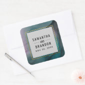 Jewel Tones Marble Ink Wash Muster Hochzeit Quadratischer Aufkleber (Umschlag)