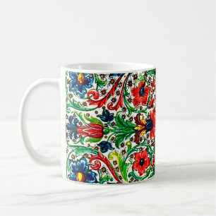 Jewel Tones Mittelalterliches Manuskript-Blume Sku Kaffeetasse