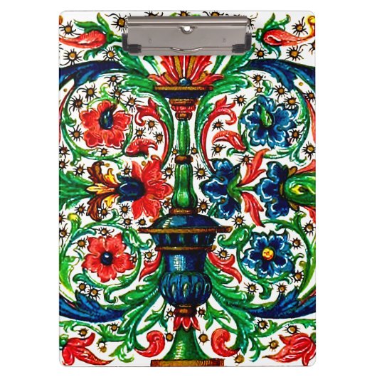 Jewel Tones Mittelalterliches Manuskript-Blume Sku Klemmbrett (Vorderseite)