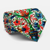 Jewel Tones Mittelalterliches Manuskript-Blume Sku Krawatte (Gerollt)