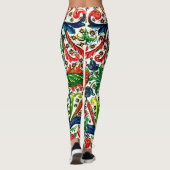 Jewel Tones Mittelalterliches Manuskript-Blume Sku Leggings (Rückseite)