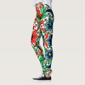 Jewel Tones Mittelalterliches Manuskript-Blume Sku Leggings (Links)