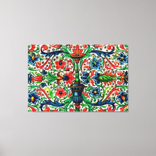 Jewel Tones Mittelalterliches Manuskript-Blume Sku Leinwanddruck (Vorderseite)