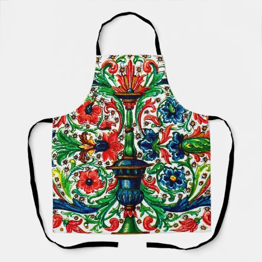 Jewel Tones Mittelalterliches Manuskript-Blume Sku Schürze (Vorderseite)