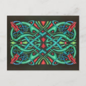 Jewel Tones Ornate Celtic Dragon Knot Black Postkarte (Vorderseite)