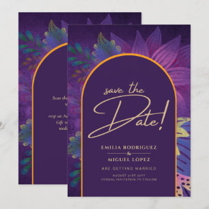 Jewel Tones Plum Lila Berry Gold Wedding Einladung