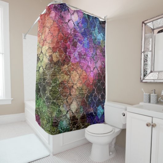 Jewel Tones Shimmery Abstraktes Muster Duschvorhang (Beispiel)