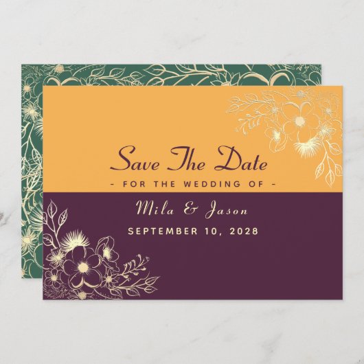 Jewel Tones Wedding rettet das Datum Save The Date (Vorne/Hinten)