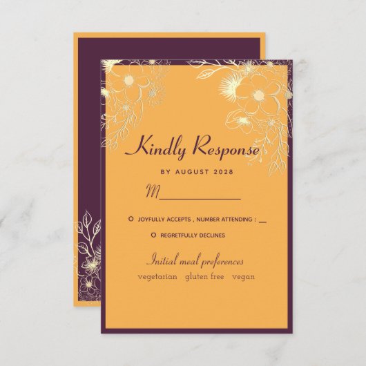 Jewel Tones Wedding RSVP Card (Vorne/Hinten)