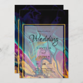 Jewel Tones WEDING INK Plum Lila Aquamarin Navy Go Einladung (Vorne/Hinten)