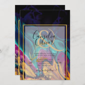 Jewel Tones WEDING INK Plum Lila Aquamarin Navy Go Einladung (Vorne/Hinten)