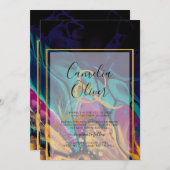 Jewel Tones WEDING INK Plum Lila Aquamarin Navy Go Einladung (Vorne/Hinten)