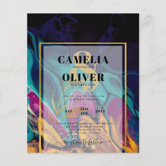 Jewel Tones WEDING INK Plum Lila Aquamarin Navy Go Flyer (Vorne)